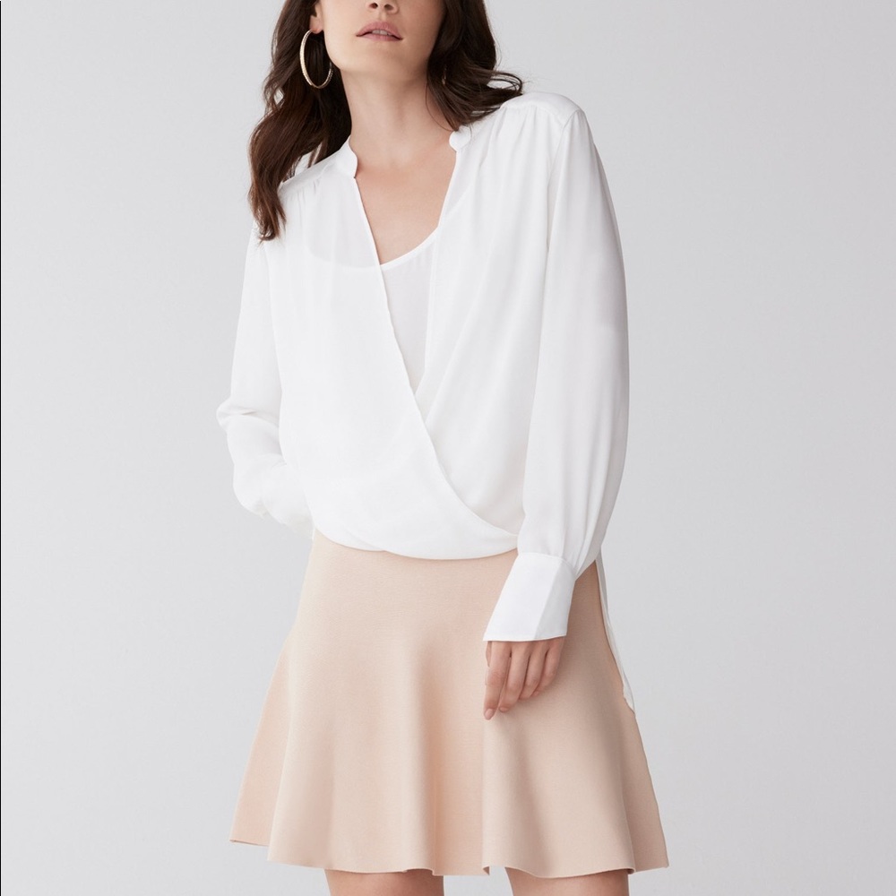 BCBG JAKLYN DRAPED FRONT BLOUSE
